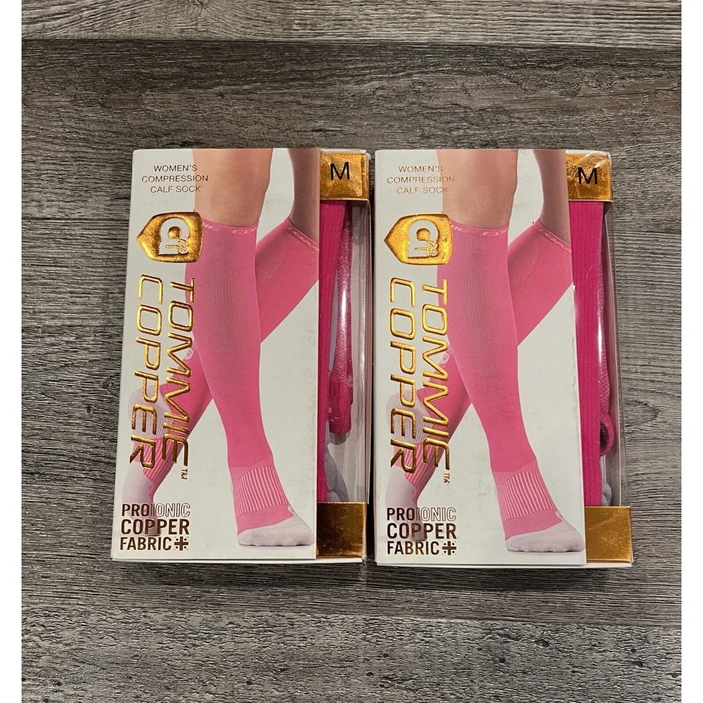 Tommie Copper Compression Socks Lot of 2 Over The Calf Womens Pink M (9-12) NIB